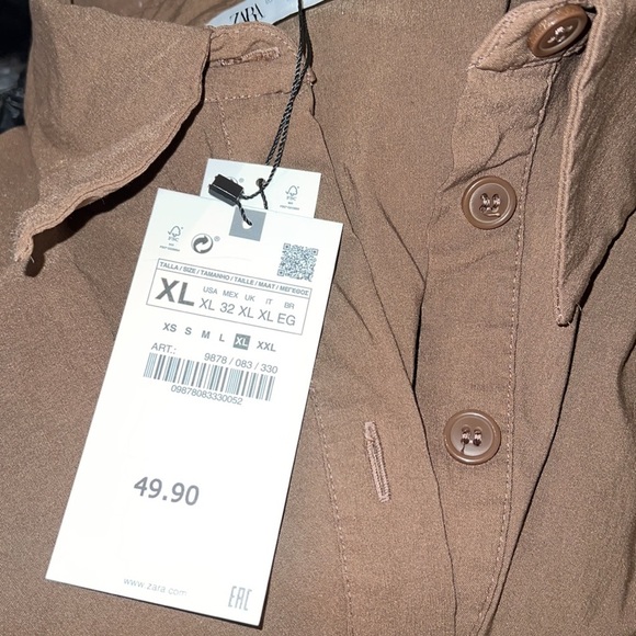 Zara‎ SHIRT DRESS WITH GATHERING - Picture 7 of 7